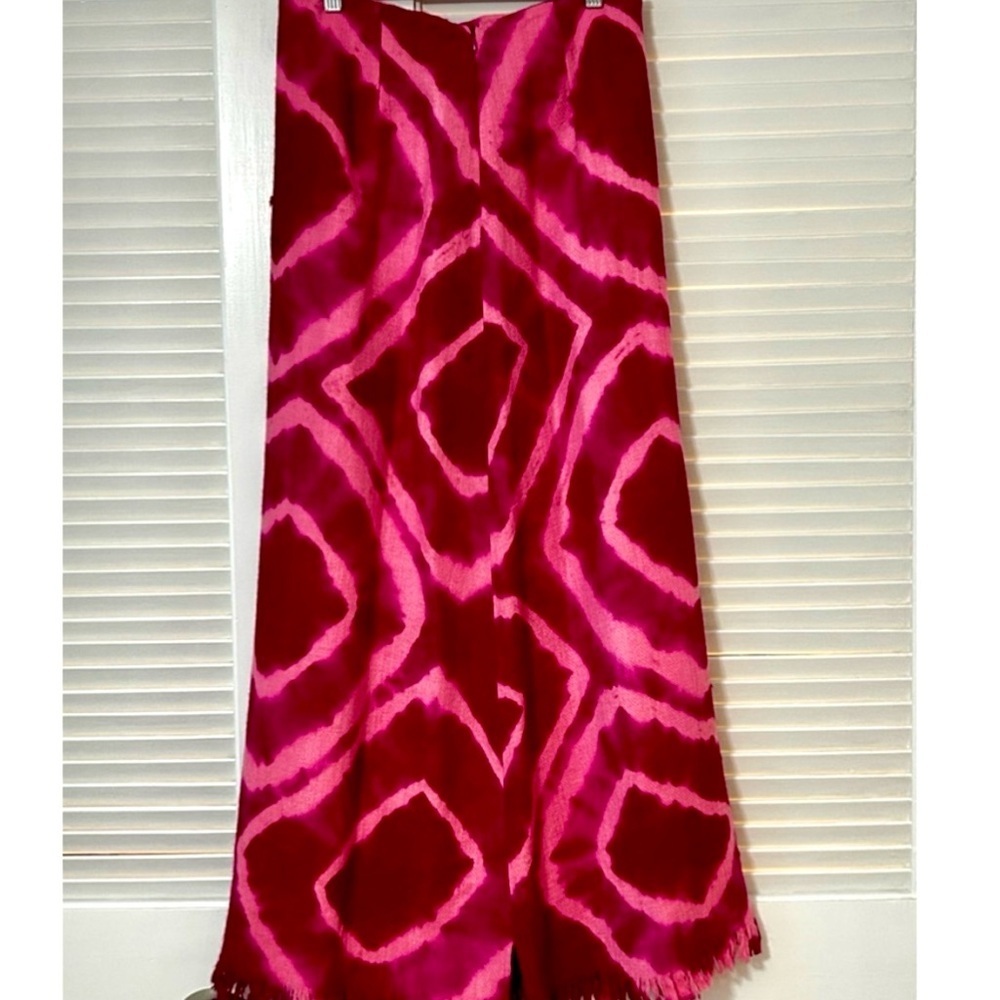 Jade Hot Pink Tie Dye Fringe Hem Skirt Size M Wool Lined - Picture 4 of 12